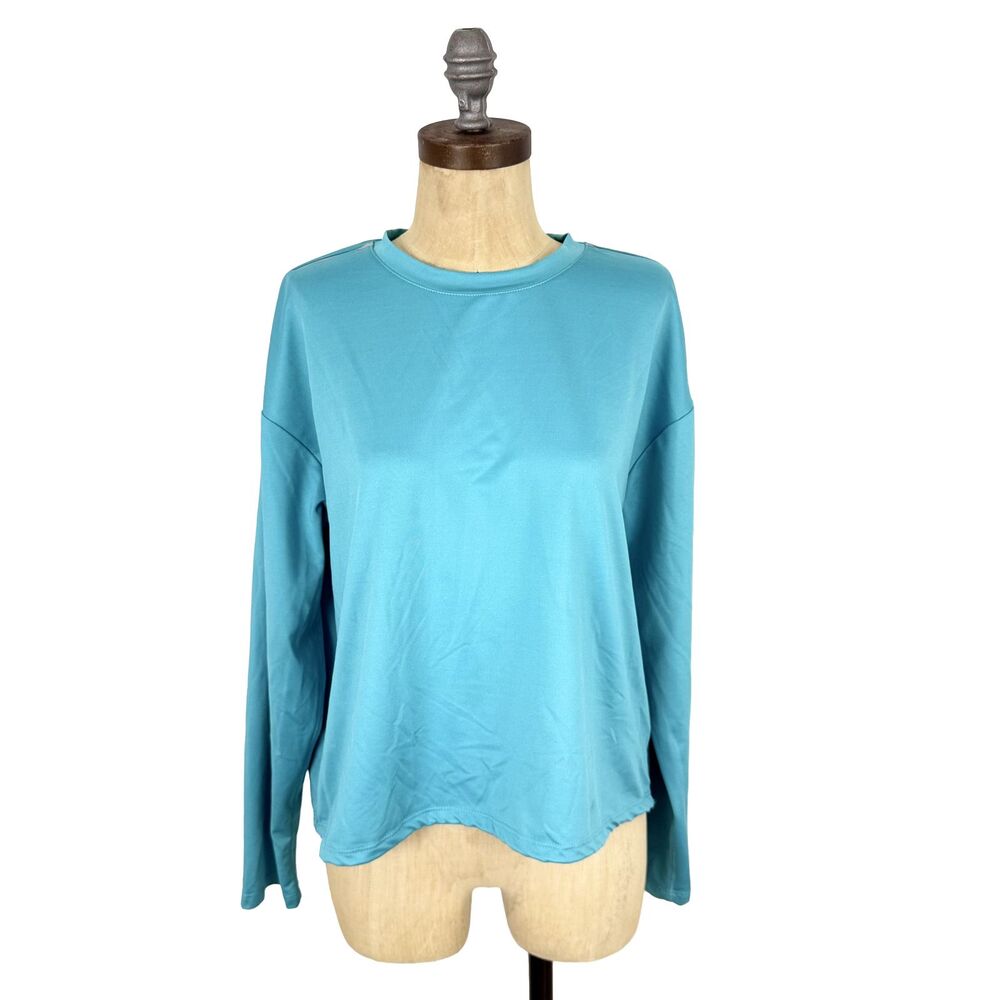 SPYDER ACTIVE Quick Dry Reflective Long Sleeve Top L Blue Outdoor Run EUC B64